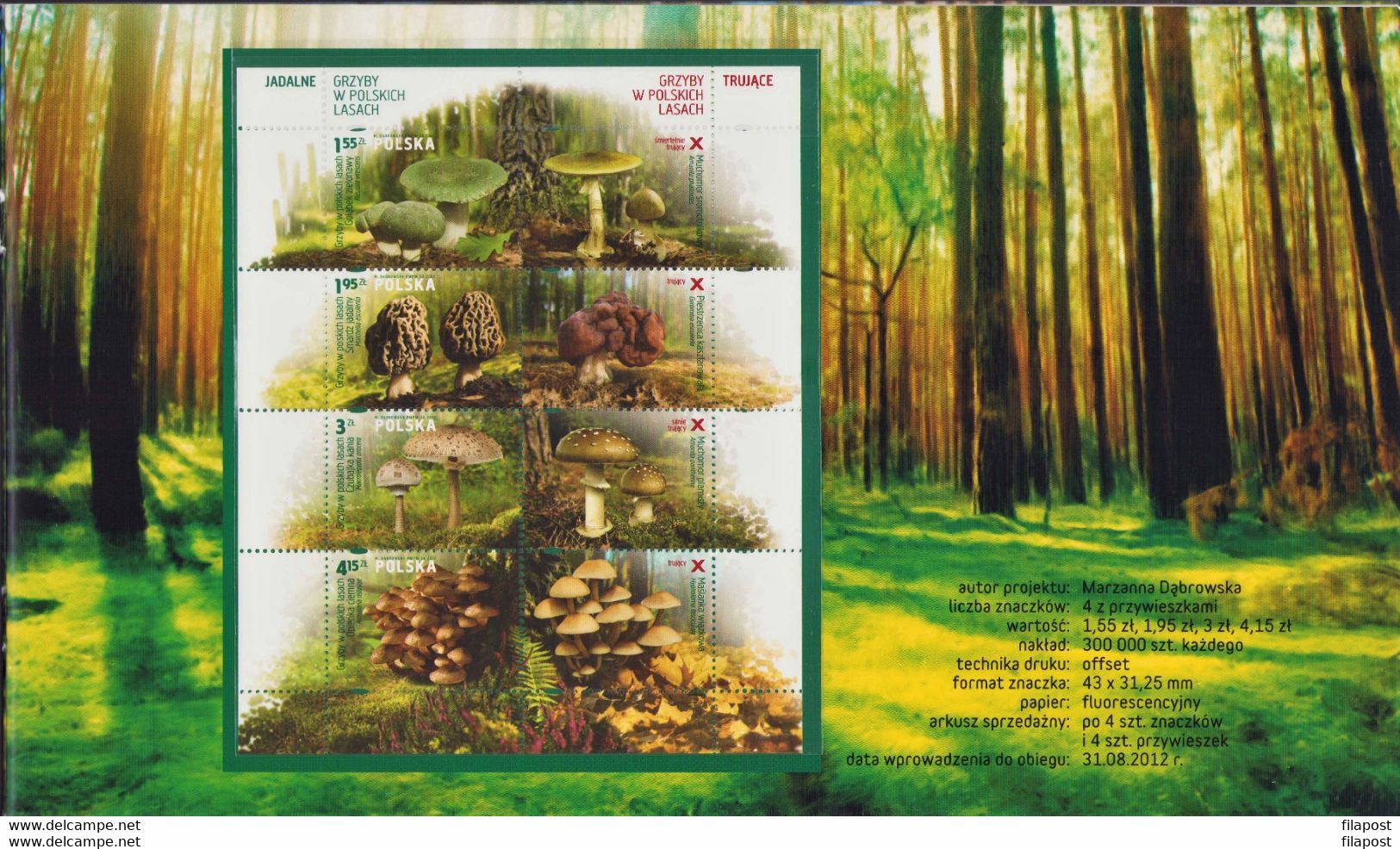 POLAND 2012 Booklet / Edible And Poisonous Mushrooms In Polish Forests / Full Sheet MNH** + 2 X FDC FV - Cuadernillos