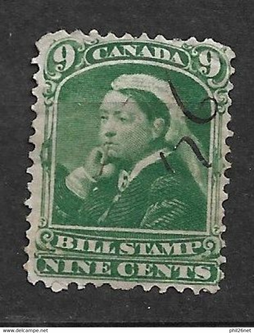 Canada  Fiscal Victoria  9 Cents Vert Oblitéré       B/TB  Voir Scans   - Fiscaux