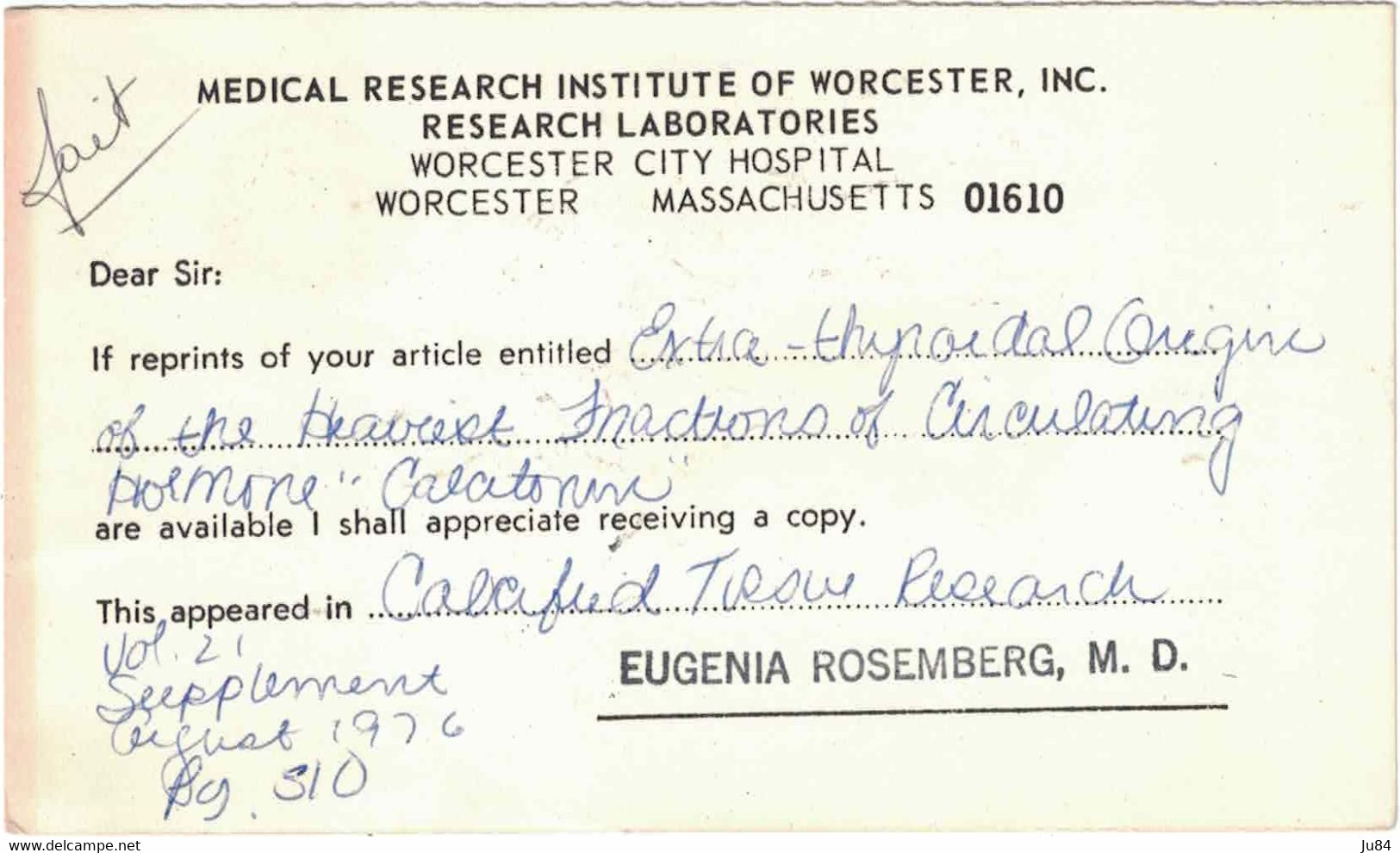 Etats-Unis - Entier Postal & Timbres - Paul Revere - Repiqué Au Dos : Medical Research Institutte Of Worcester - Sonstige & Ohne Zuordnung