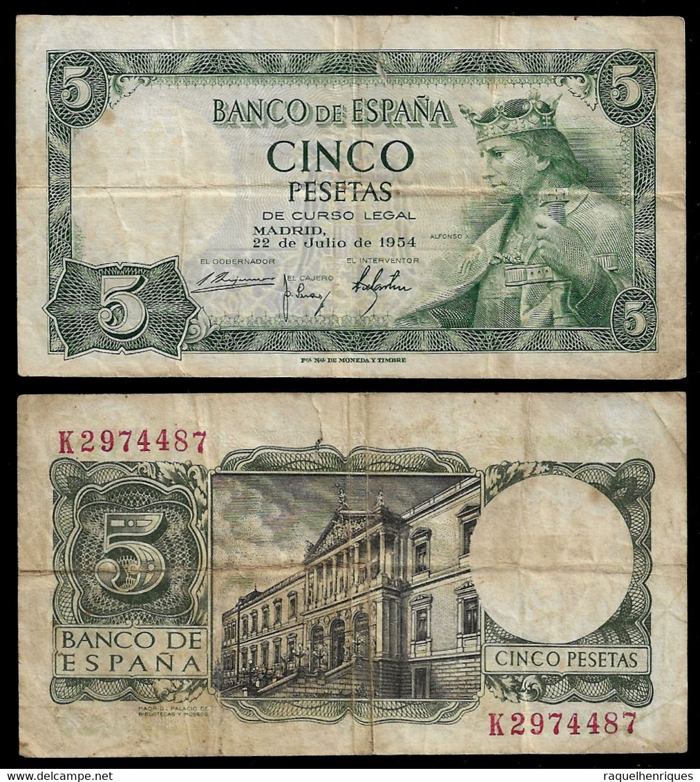 SPAIN BANKNOTE - 5 PESETAS 1954 P#146 F (NT#04) - 5 Pesetas