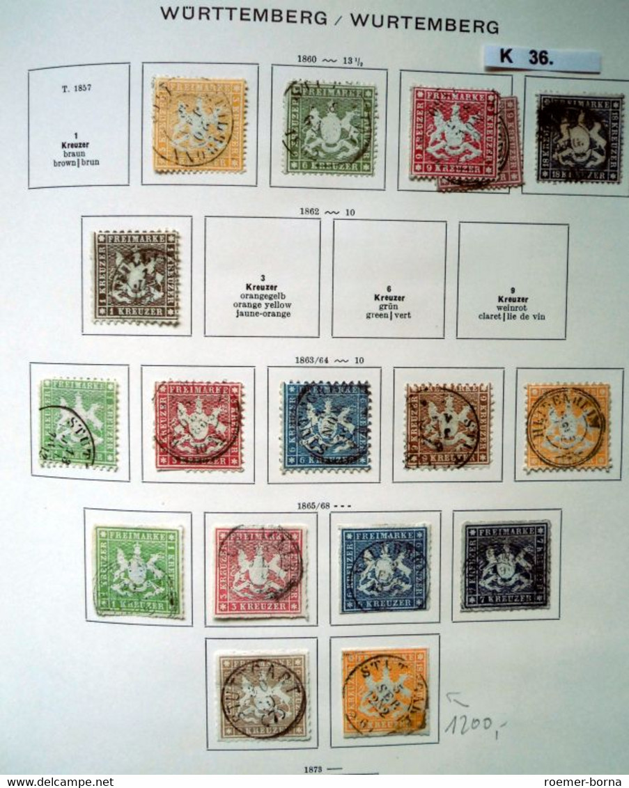 Schöne Hochwertige Briefmarkensammlung Württemberg 1851 Bis 1920 - Otros & Sin Clasificación