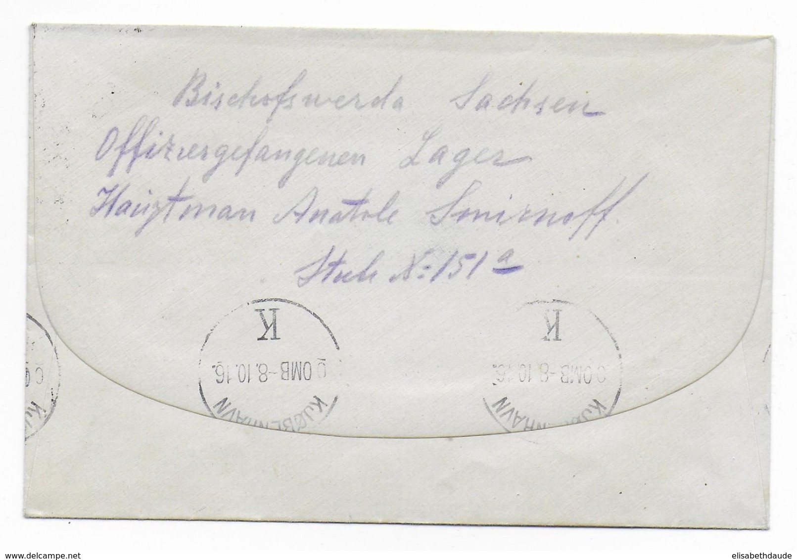 1916 - PRISONNIERS De GUERRE RUSSES - KRIEGSGEFANGENEN - ENVELOPPE Du OFFLAG De BISCHOFSWERDA => MOSKAUER HILFSKOMITEE - Lettres & Documents