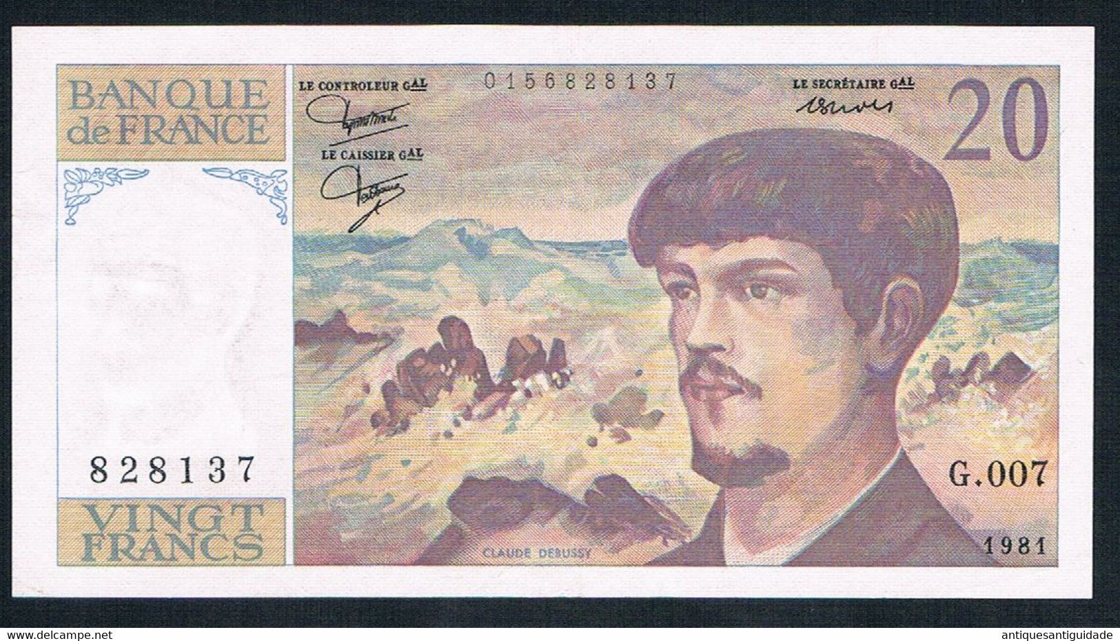 1981 Banque De France 20 Vingt Francs UNC Very Fine - 20 F 1980-1997 ''Debussy''