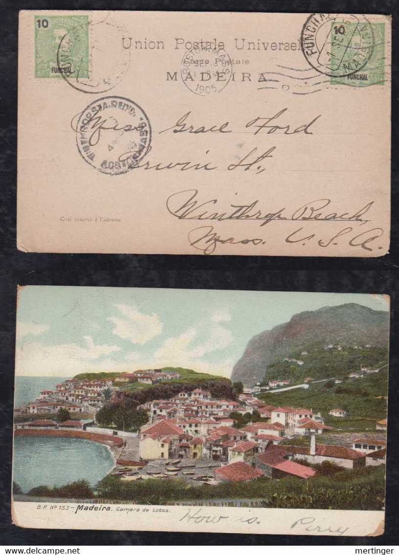 Portugal FUNCHAL 1905 Picture Postcard MADEIRA To WINTHROP BEACH USA Via BOSTON - Funchal