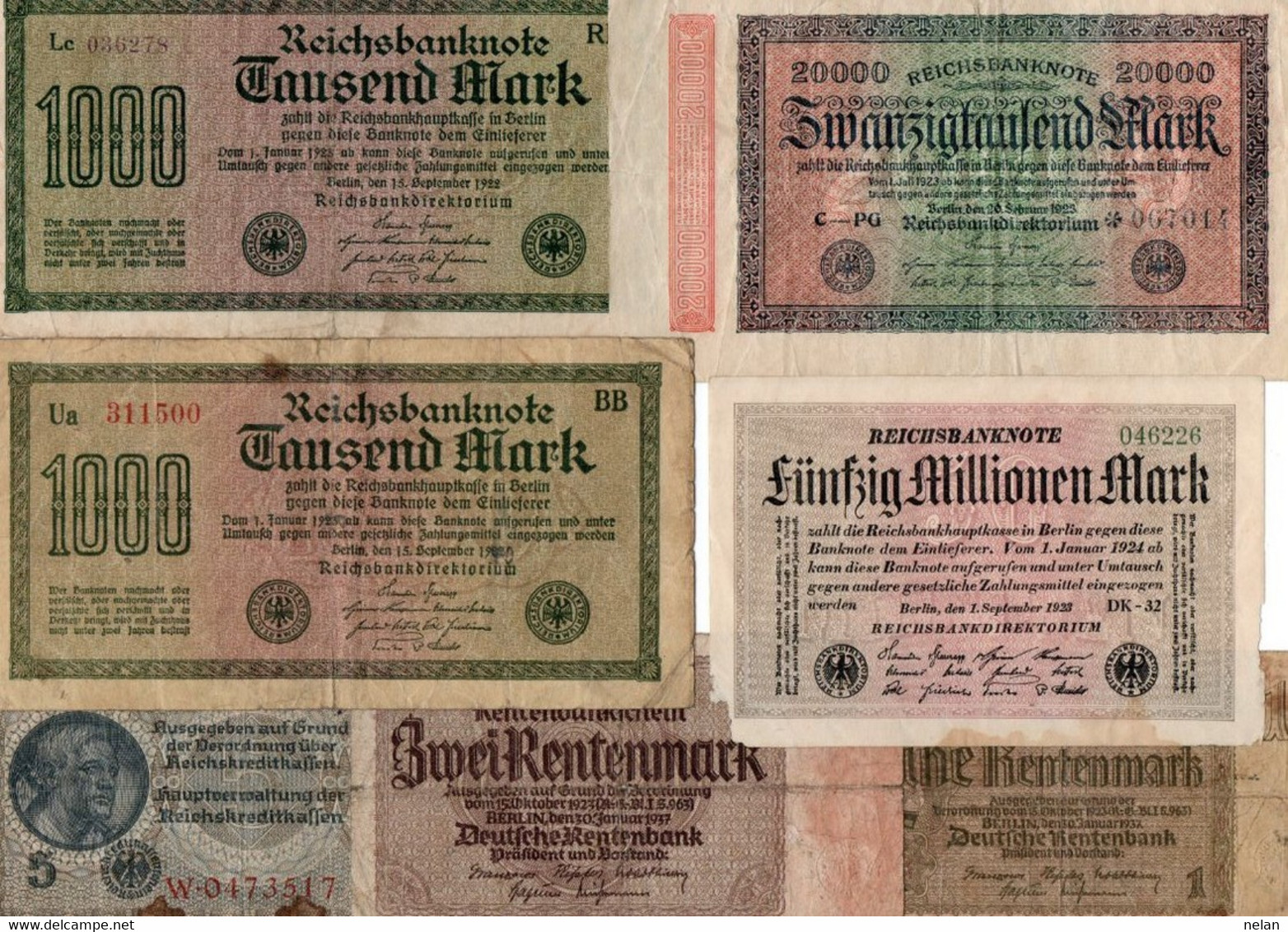 LOTTO BANCONOTE  EUROPA - GERMANIA-   CIRCOLATE - Kiloware - Banknoten