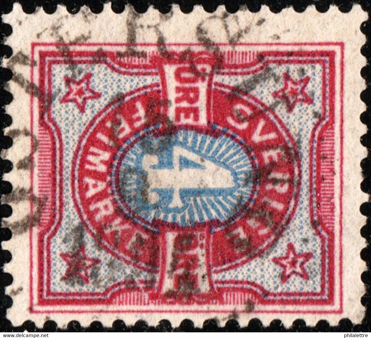 SUÈDE / SWEDEN / SVERIGE - 1894 - " ÖSTERSUND " Ds On Facit 64 4ö Red/blue - Usati