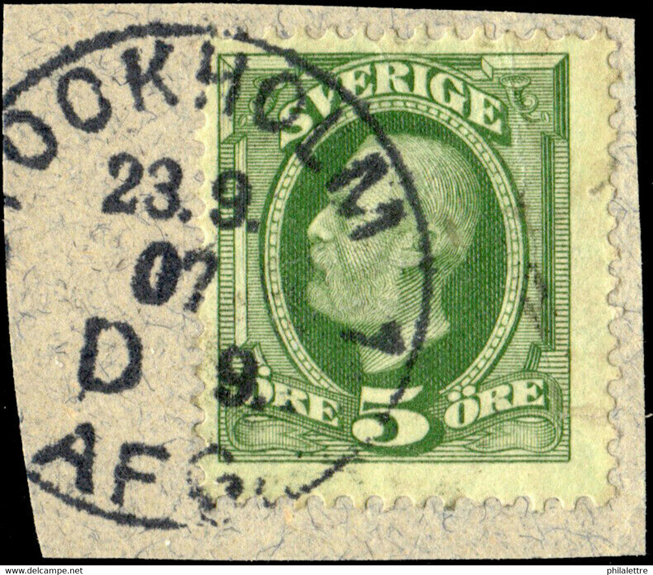 SUÈDE / SWEDEN / SVERIGE - 1907 - " STOCKHOLM 1 / D 9. / AFG." Ds On Mi.41b/Facit 52d - Oblitérés