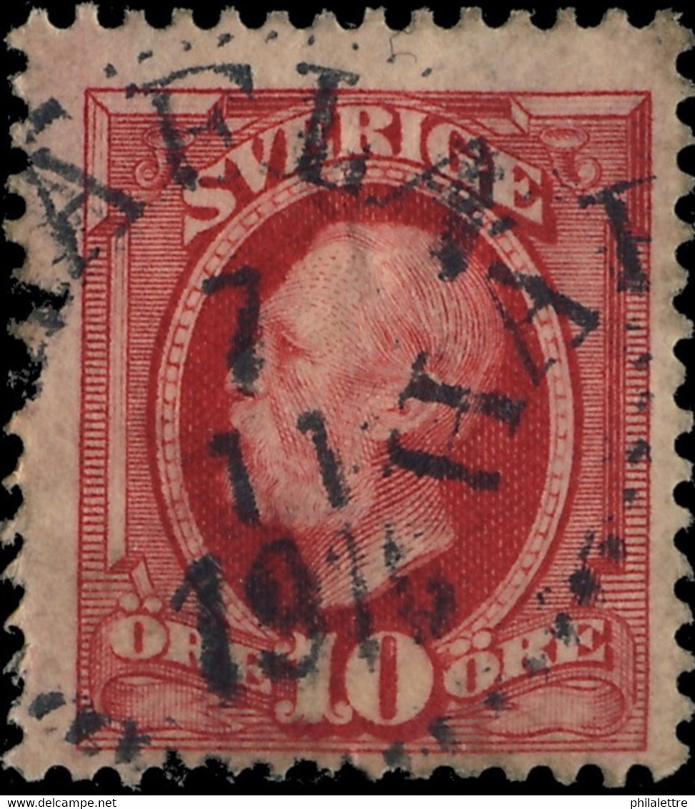 SUÈDE / SWEDEN / SVERIGE - 1910 - " HAFLA " (Type 14) On Mi.43 10 öre Rouge / Red - Usados