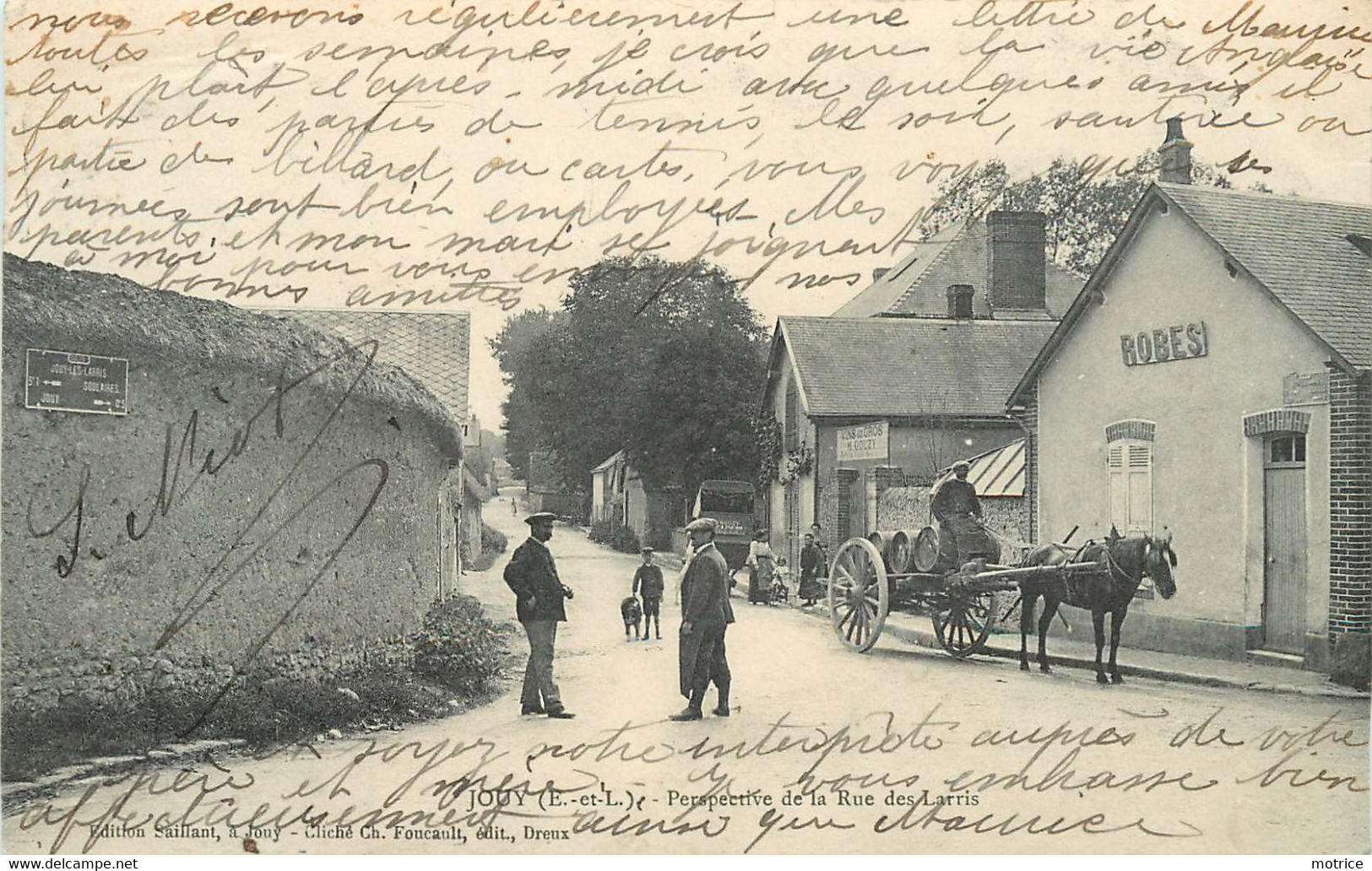 JOUY - Perspective De La Rue Des Larris. Commerce De Vins En Gros M. Gouzy. - Jouy