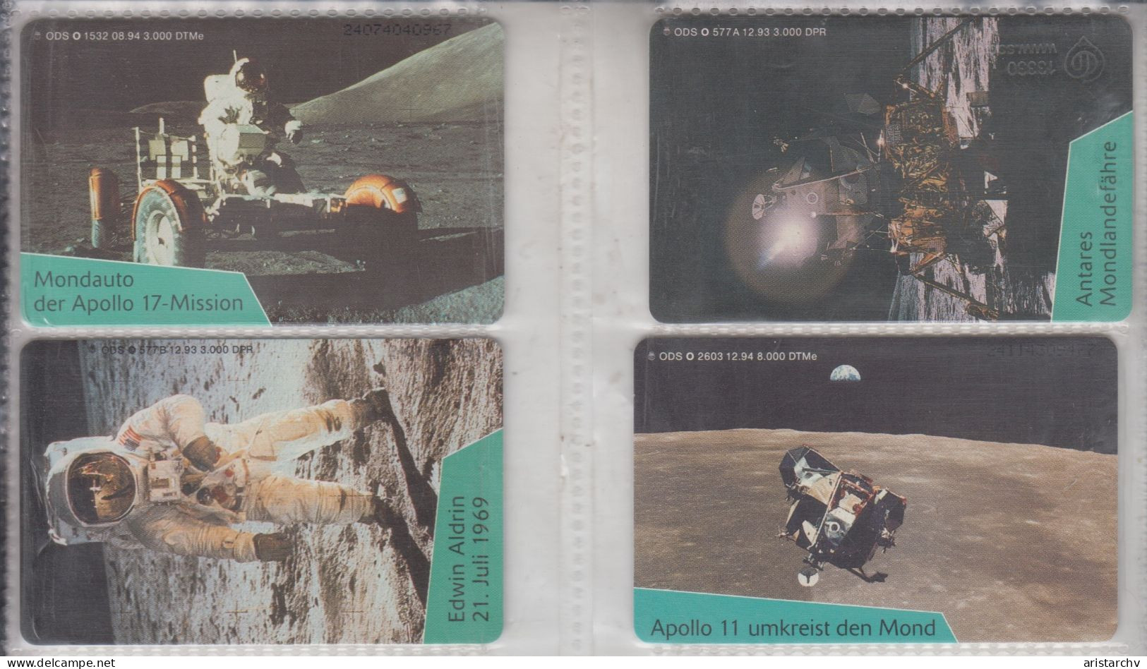 GERMANY 1993 SPACE MOON LANDING FERRY APOLLO 11 17 ASTRONAUT ARMSTRONG COLLINS ALDRIN SATURN V GEMINI 14 CARDS - Espace