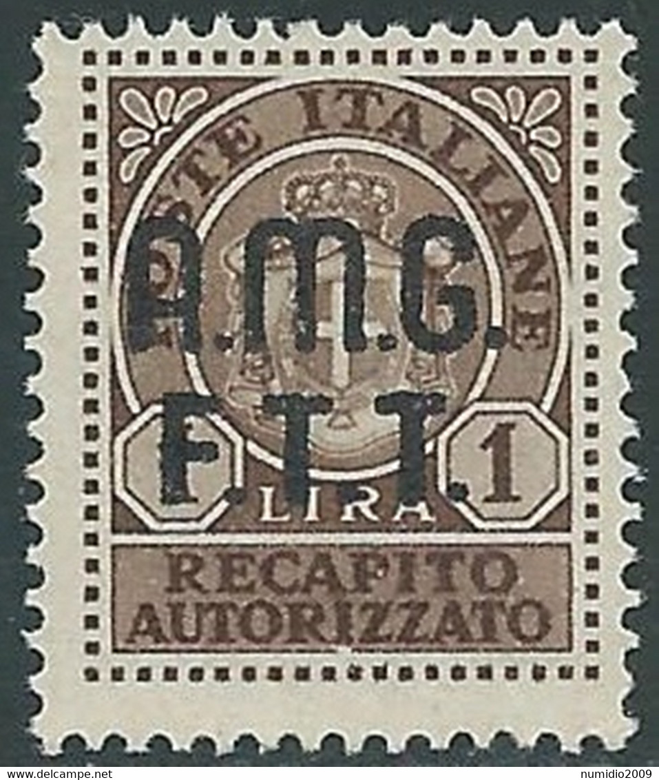 1947 TRIESTE A RECAPITO AUTORIZZATO 1 LIRA MNH ** - RE28-8 - Poste Exprèsse