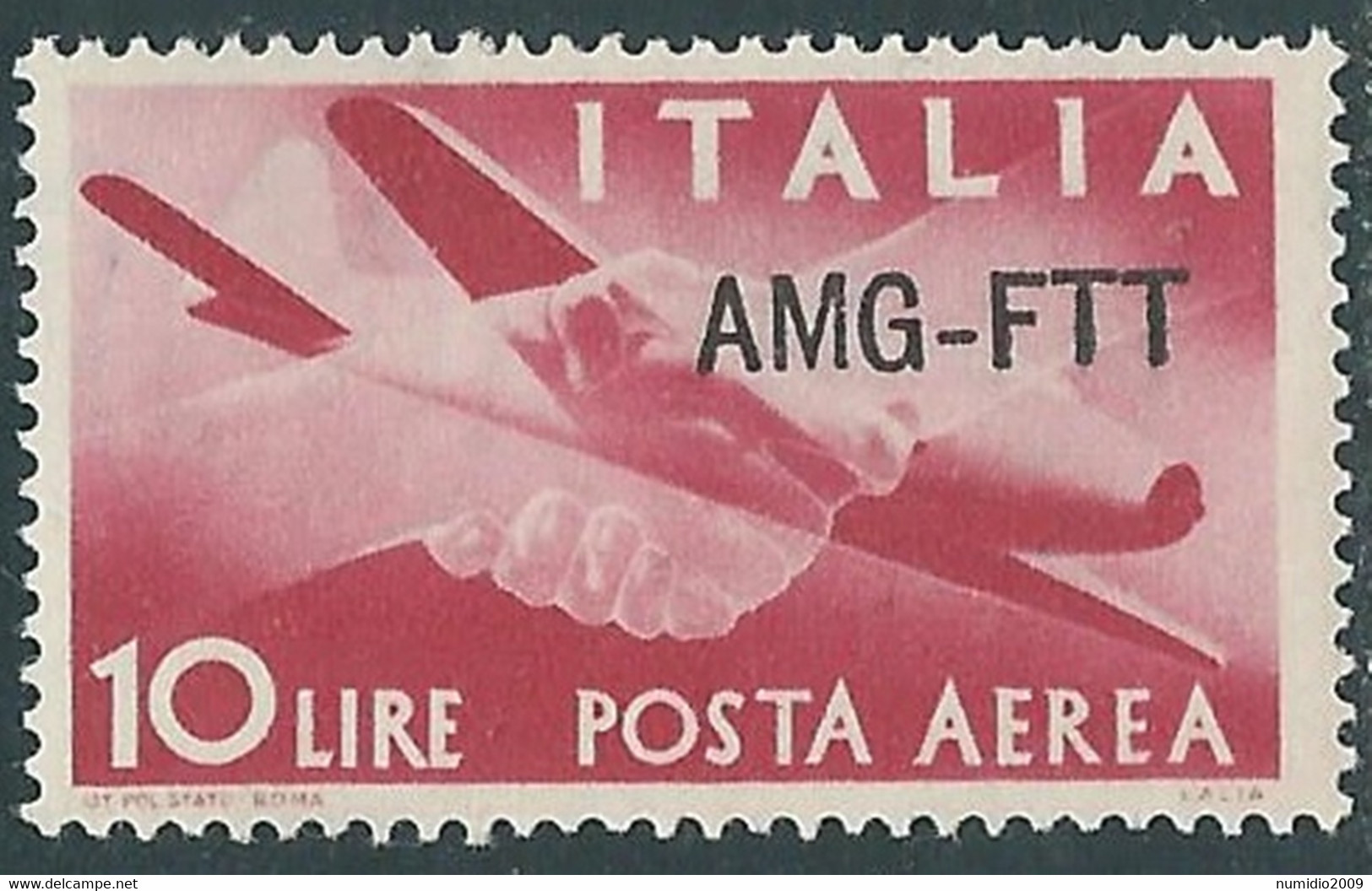 1949-52 TRIESTE A POSTA AEREA DEMOCRATICA 10 LIRE MNH ** - RE21-8 - Luchtpost