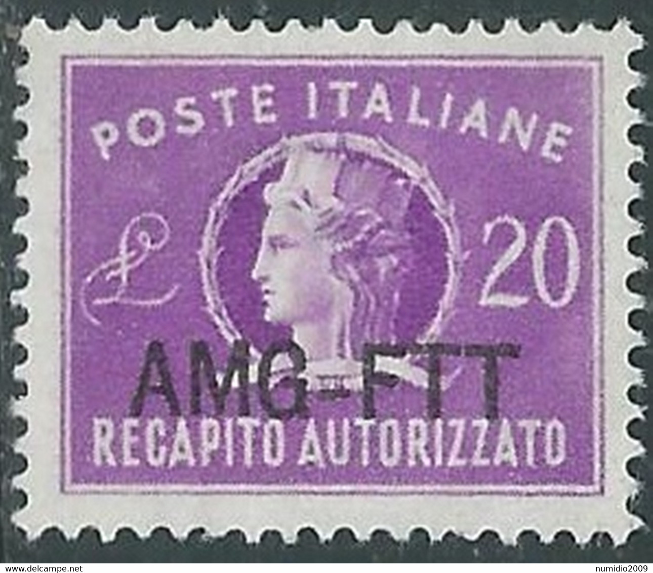 1949-52 TRIESTE A RECAPITO AUTORIZZATO 20 LIRE MNH ** - RE10-7 - Eilsendung (Eilpost)