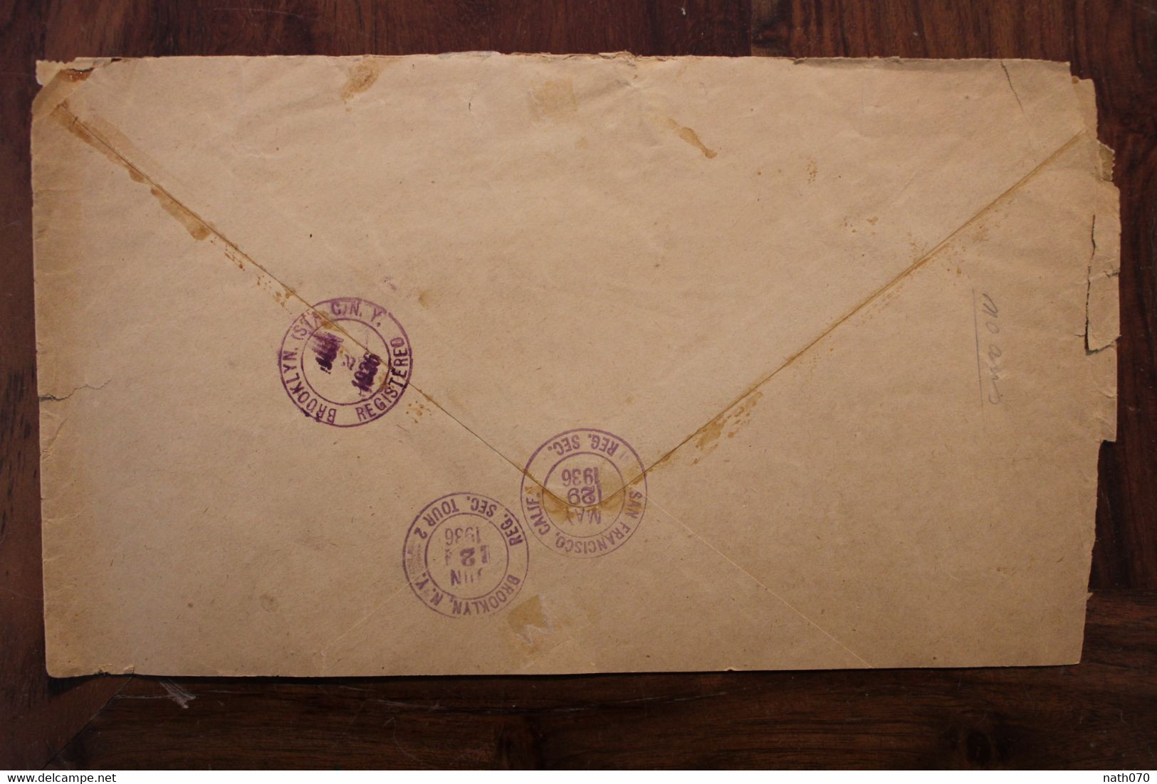 Océanie 1936 UTUROA Ile Raiatea France Usa Brooklyn NY Etablissement Français Cover Recommandé Enveloppe Lettre Rare !!! - Lettres & Documents