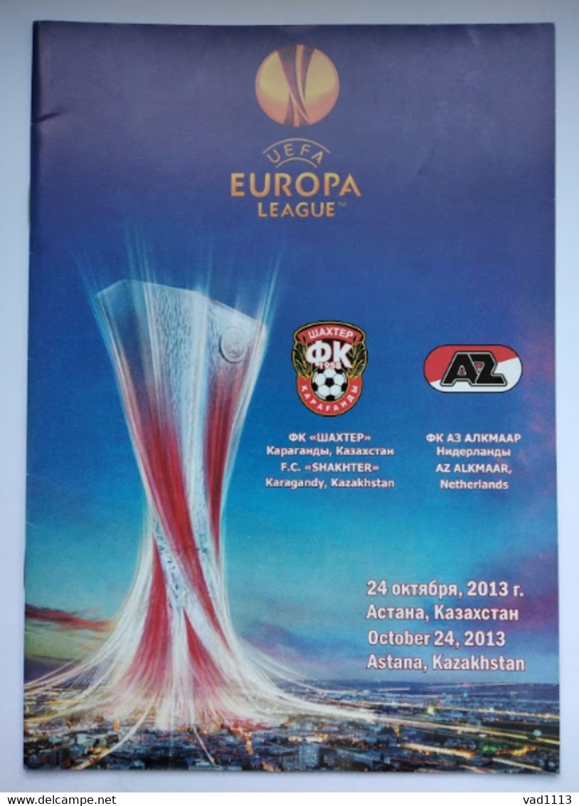 Football Program  UEFA Europa League 2013-14 FC Shakhtyor Karagandy Kazakhstan - AZ Alkmaar Netherlands - Books