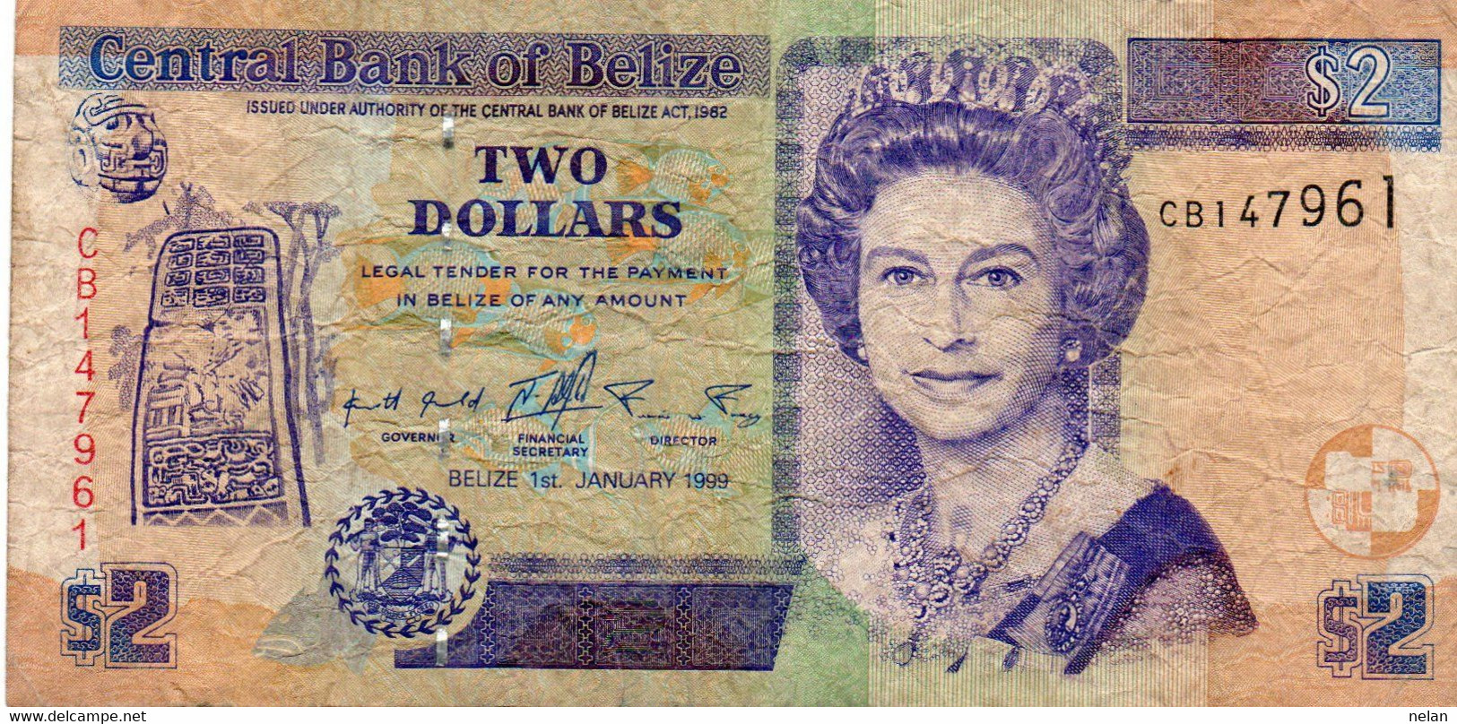 BELIZE  2 DOLLARS 1999 - Pick 60a - Belize