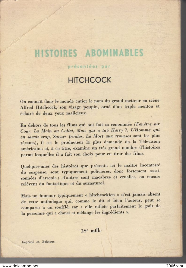 HITCHOCK: HISTOIRES ABOMINABLES.1960  VOIR DESCRIPTION ET SCANS Recto/verso. - Opta - Hitchcock Magazine