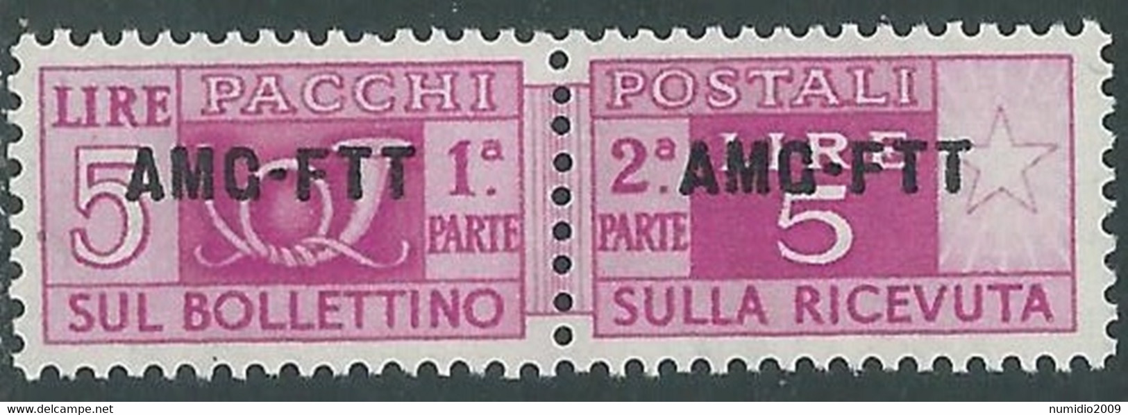 1949-53 TRIESTE A PACCHI POSTALI 5 LIRE MNH ** - RE24-5 - Postpaketen/concessie