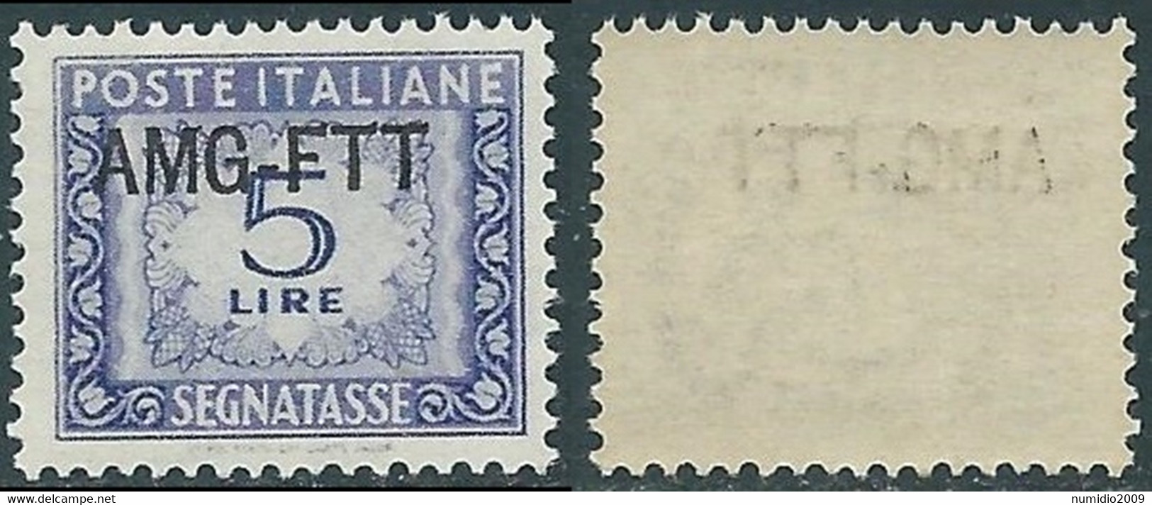 1949-54 TRIESTE A SEGNATASSE 5 LIRE DECALCO MNH ** - RE11-10 - Postage Due