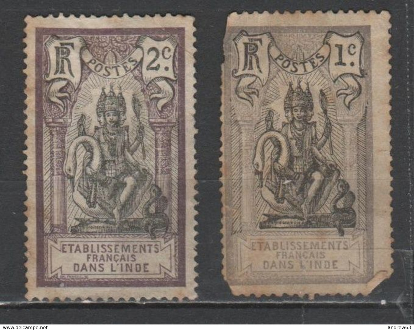 Ets Français Dans L' Inde - 2 Timbres - Usati - Used - Autres & Non Classés