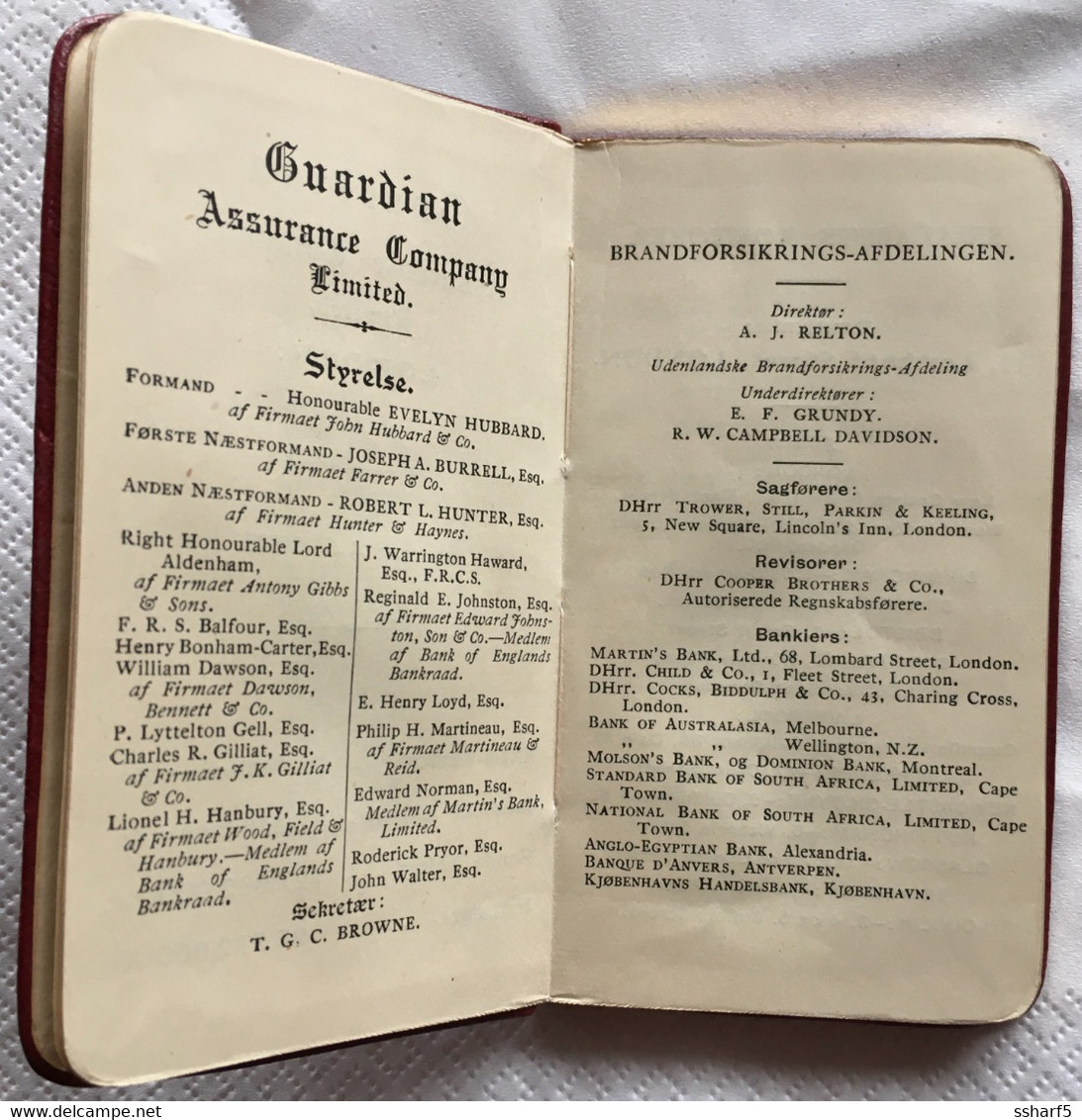 CALENDRIER ALMANAK ALMANACH Guardian Assurance Co. Danish Edition 1915 -- 7x11 Cm Pristine Condition - Kleinformat : 1901-20