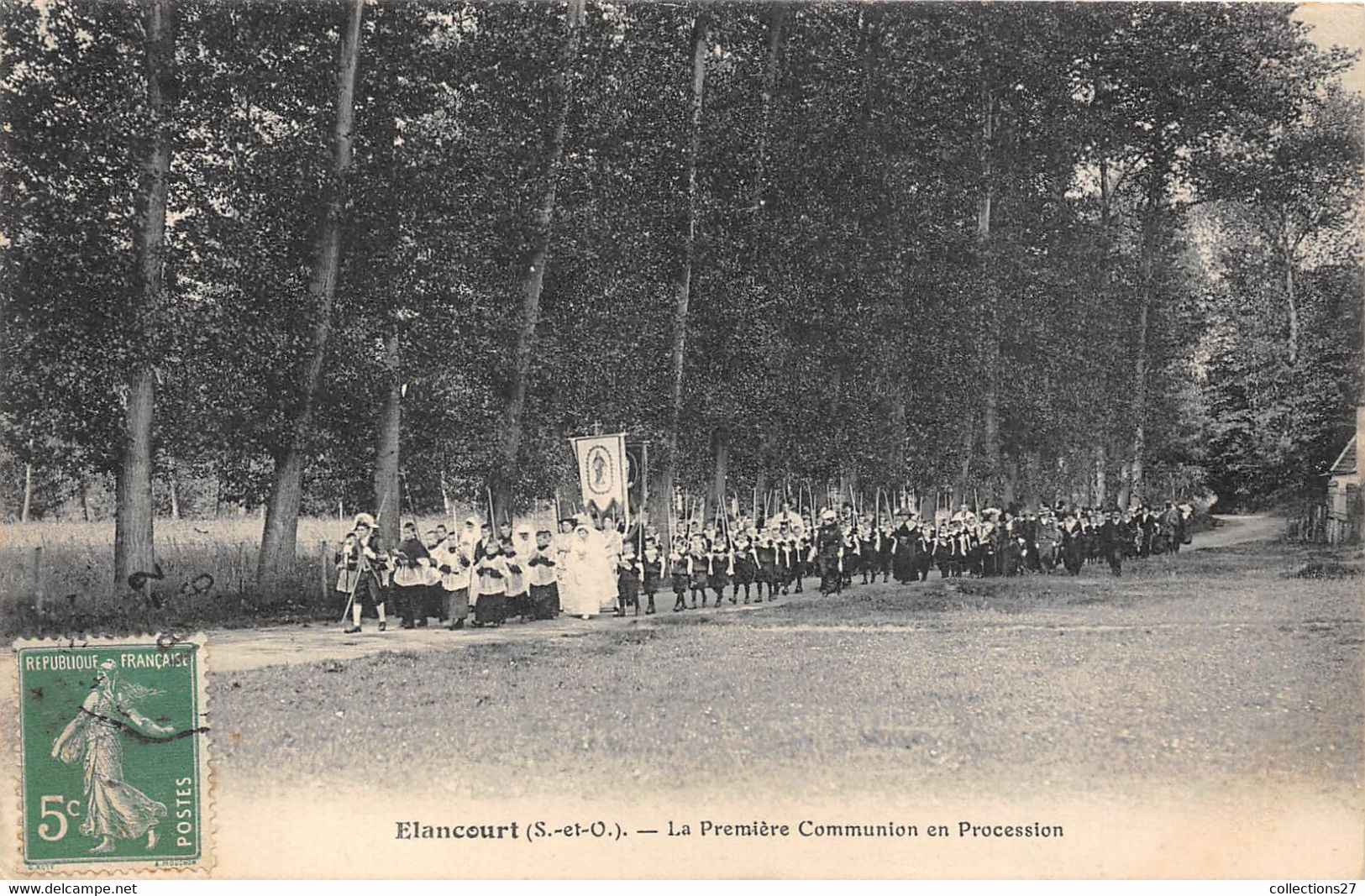 78-ELANCOURT- LA PREMIERE COMMUNION EN PROCESSION - Elancourt