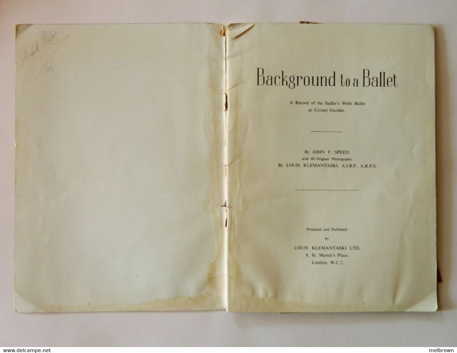 Background To A Ballet 1950'sVintage Booklet By John Speed - Ontwikkeling