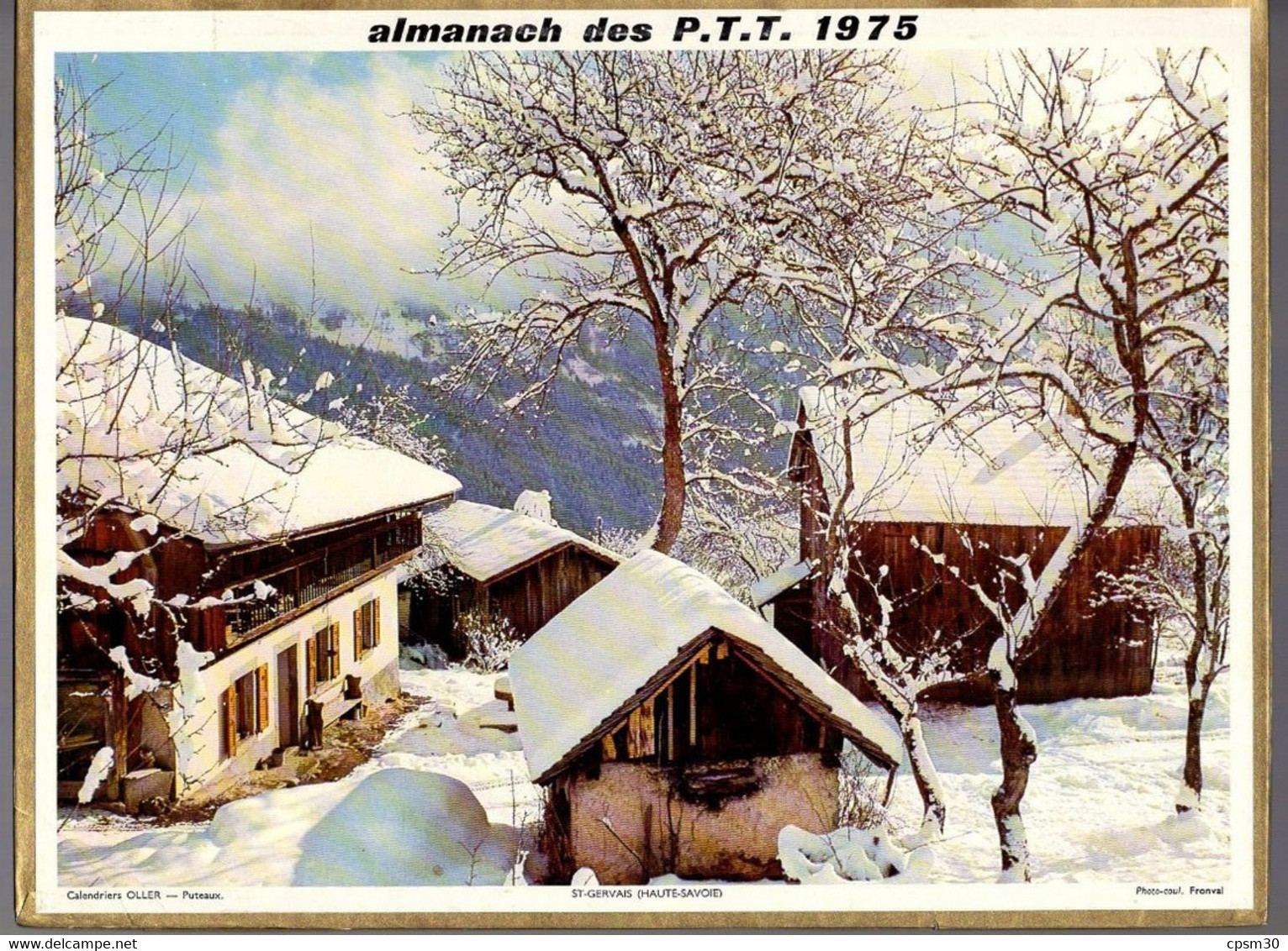 CALENDRIER GF 1975 - St Gervais 74 Haute-Savoie, Vallée Lanne àBarcus 64 Pyrénées A, Imprimeur Oller (calendrier Double) - Big : 1971-80