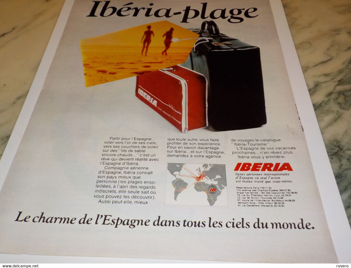 ANCIENNE PUBLICITE PLAGE ET IBERIA 1970 - Advertisements