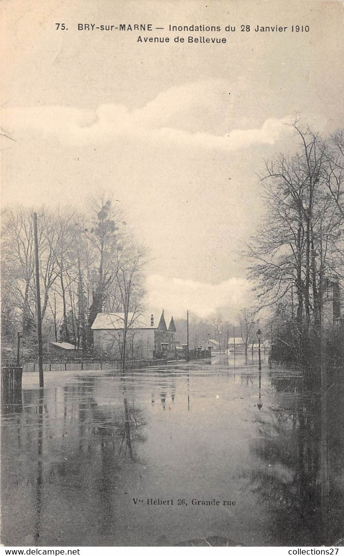 94-BRY-SUR-MARNE- INONDATION DU 28 JANVIER 1910, AVENUE DE BELLEVUE - Bry Sur Marne