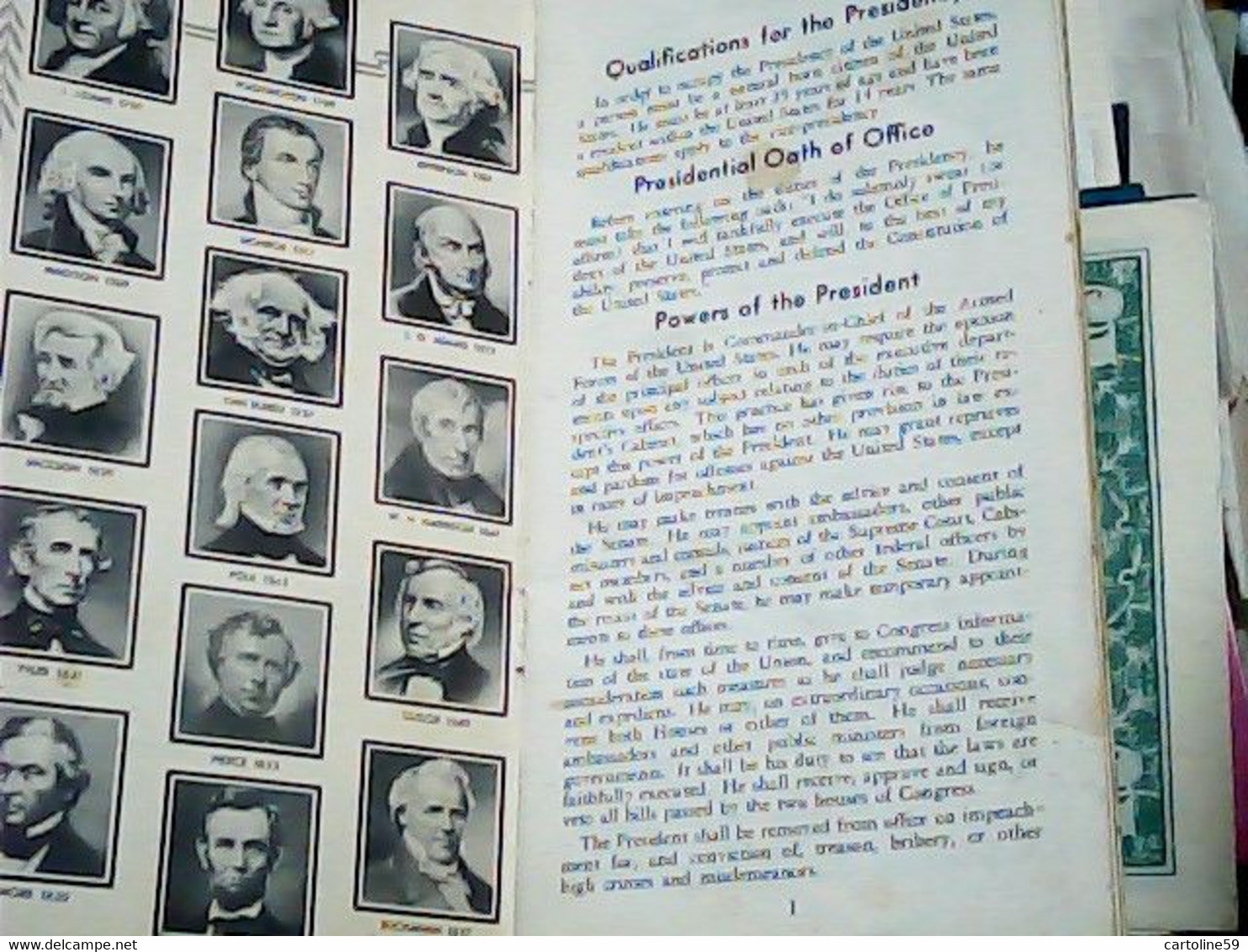 MINI BOOK PRESIDENT 1959 LIBRETTINO ELENCO E DATI PRESIDENTI AMERICANI USA  IB6792 - 1950-Maintenant