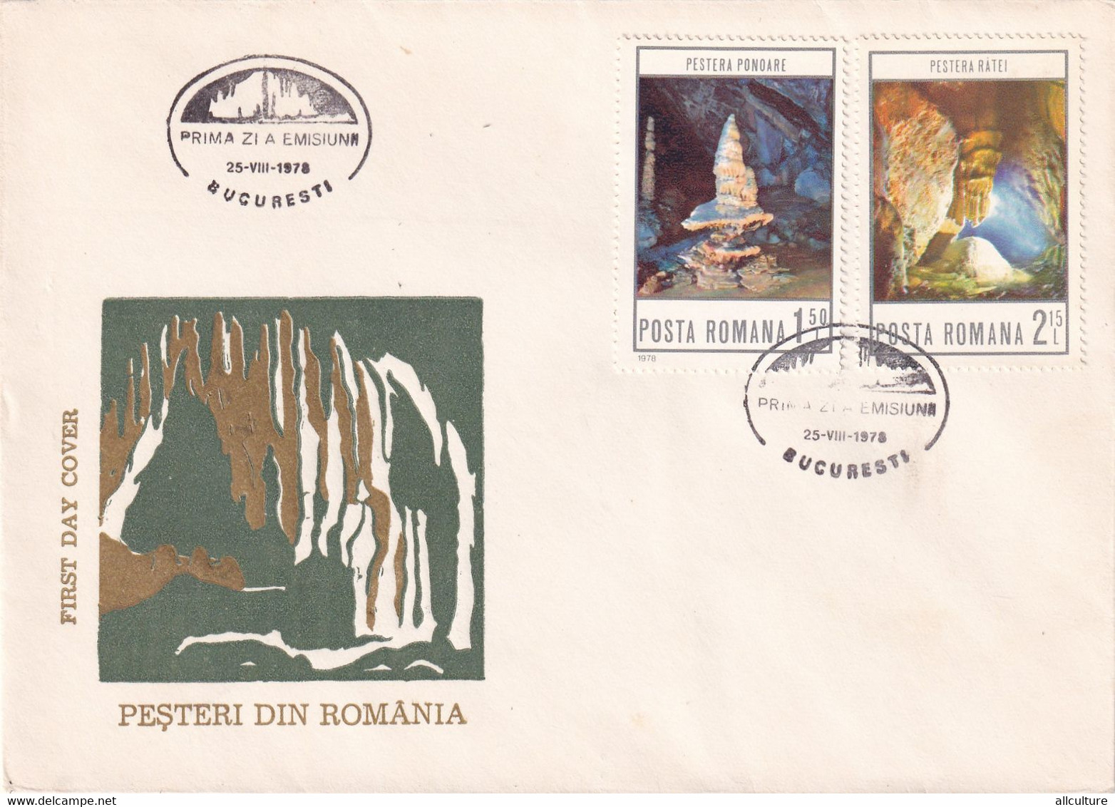 A2741 - Pesteri Din Romania, Prima Zi De Emisiune Bucuresti 1978 Romania 3 Covers FDC - FDC
