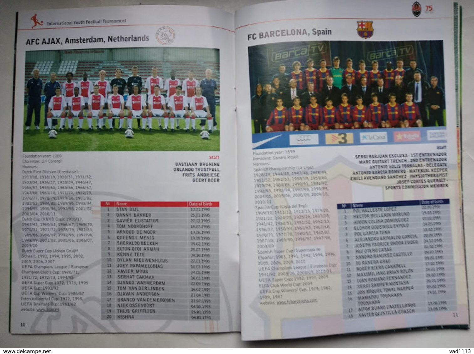 Football - Program International Tournament U17 Ukraine 2011-Inter, Ajax, Barcelona,Manchester City, Spartak, Shakhtar - Books