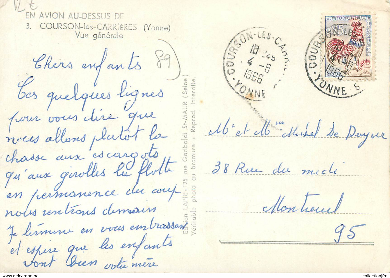 / CPSM FRANCE 89 "Courson Les Carrières, Vue Générale" - Courson-les-Carrières