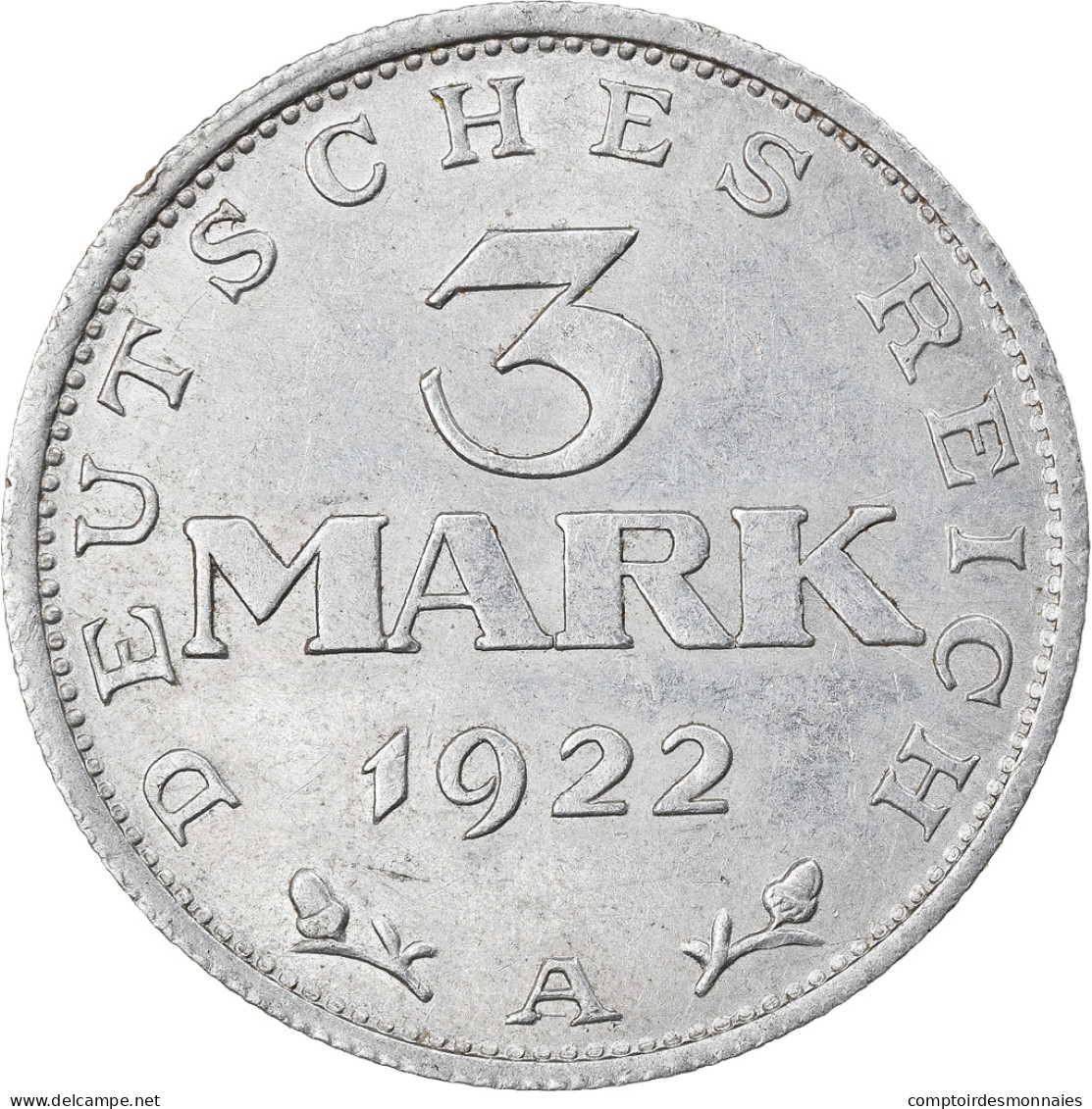 Monnaie, Allemagne, République De Weimar, 3 Mark, 1922, Berlin, TTB+ - 3 Mark & 3 Reichsmark