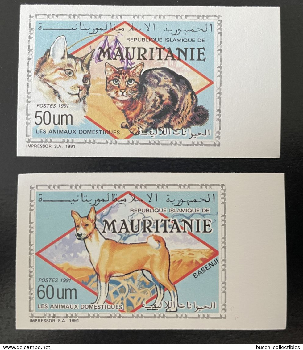 Mauritanie Mauretanien Mauritania 1991 ND IMPERF Mi. 999  - 1000Animaux Domestiques Chien Chat Cat Dog Katze Kund 2 Val. - Domestic Cats