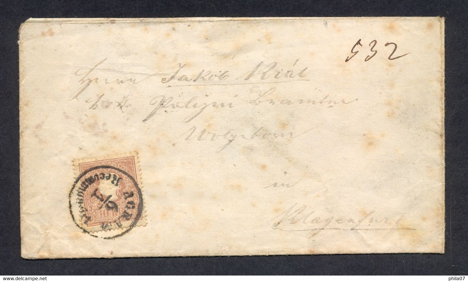 Austria - Croatia - Cover Of Letter Sent From Zagreb To Klagenfurt Via Maribor. - Other & Unclassified