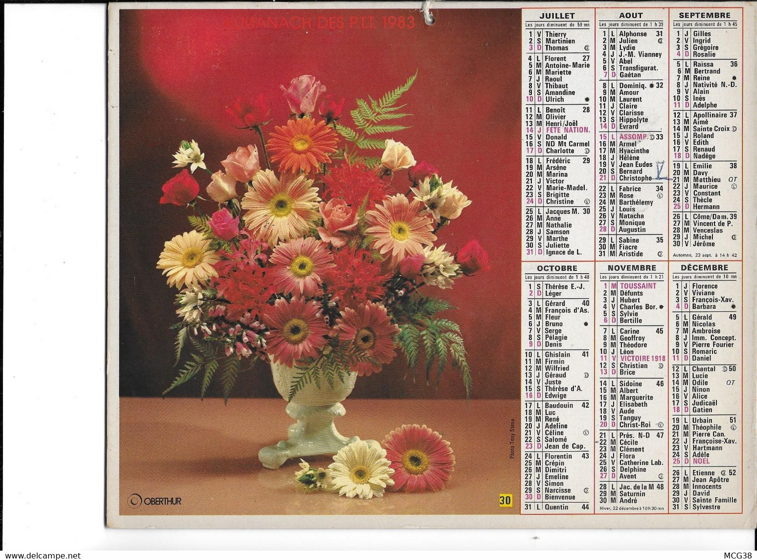 ALMANACH  PTT  1983  -  TRES  BEAUX  BOUQUETS  De  FLEURS - Grossformat : 1981-90