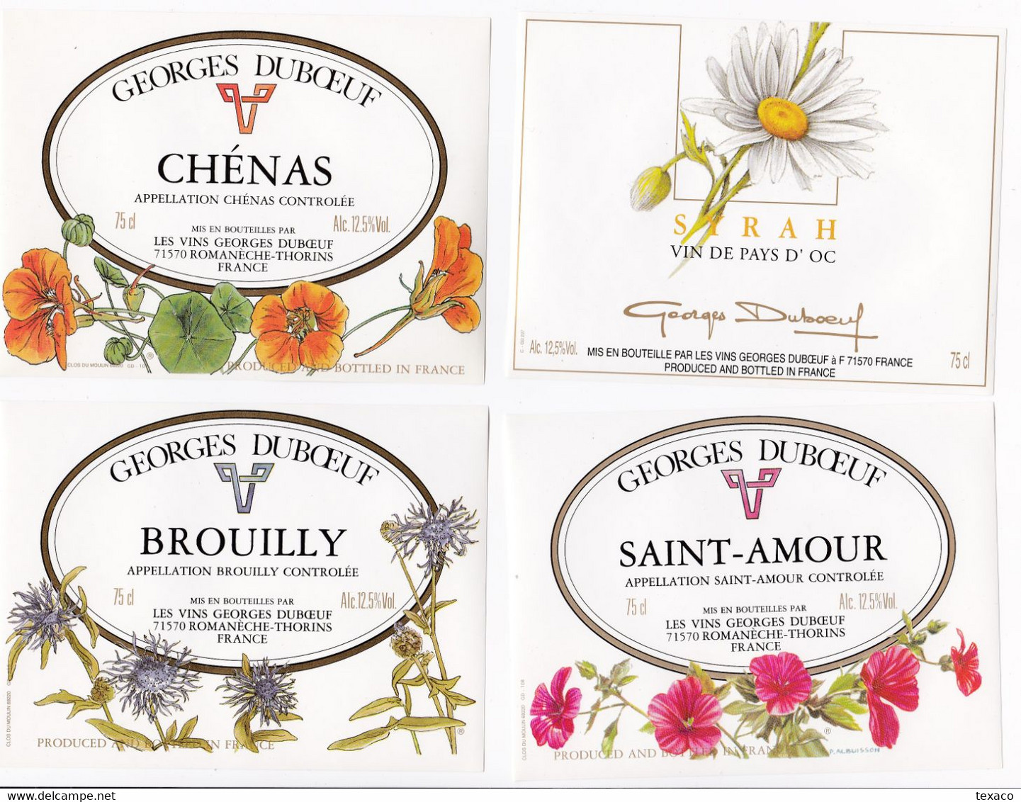 Lot De 24 Superbes étiquettes De Vins Thème FLEURS (Wine Labels With Flowers) Vins Du Beaujolais - Blumen