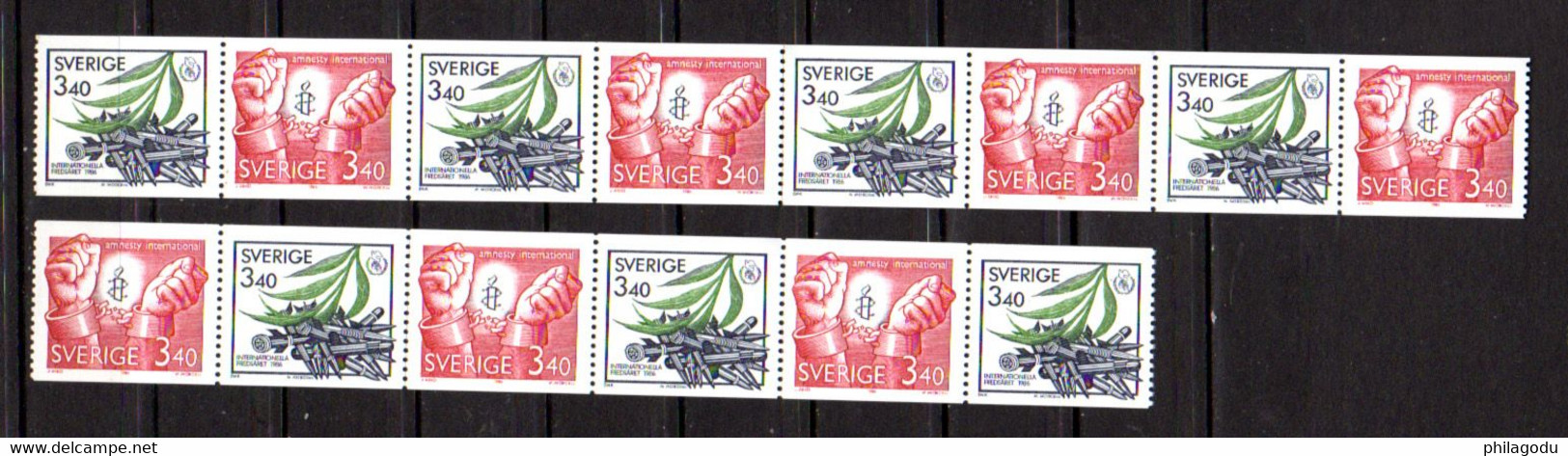 Suède 1986, Paix Et La Liberté, 4x  1389a** + 3x  1390a**, (47,60 Sek), Cote 31,50 € - Other & Unclassified