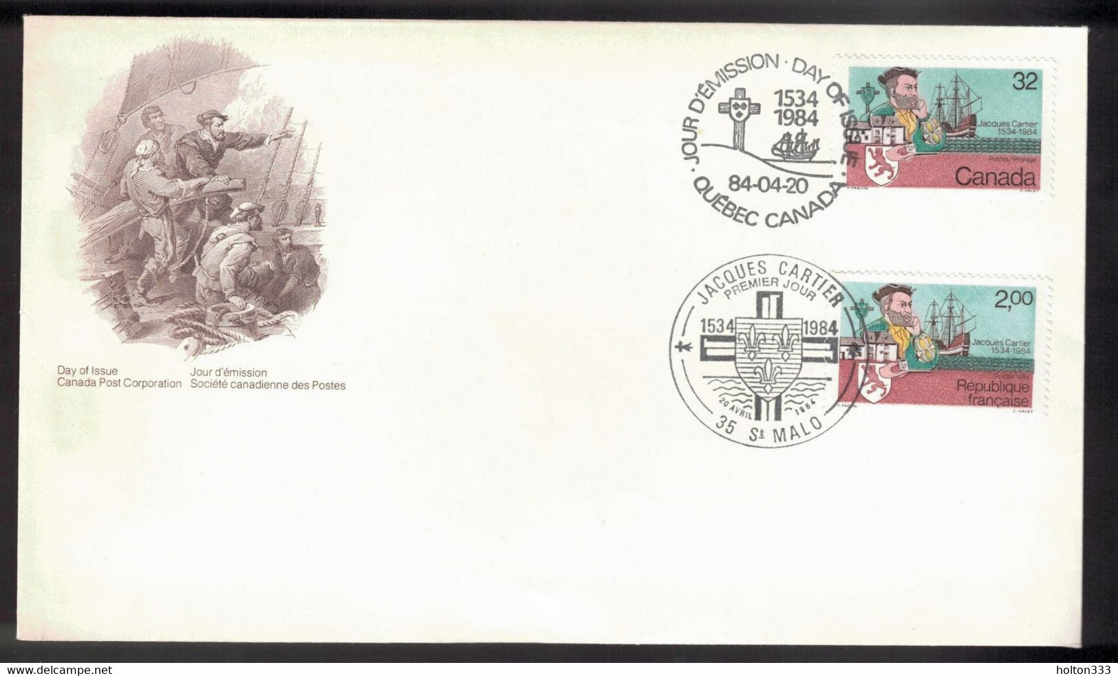 CANADA FDC Joint Issue With France - 1984 Jacques Cartier Voyages - Altri & Non Classificati