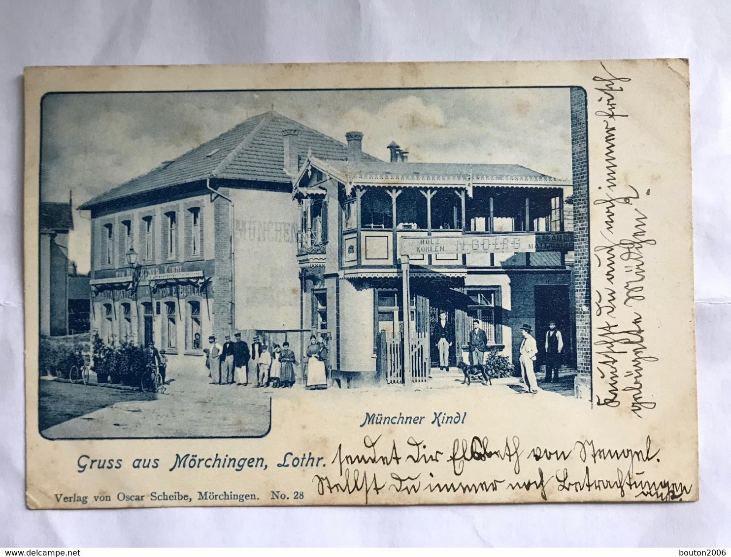 Morhange 1900 Mörchingen Hotel Restaurant Münchner Kindl Très Très Animée Carte De Plus De 120 Ans - Morhange