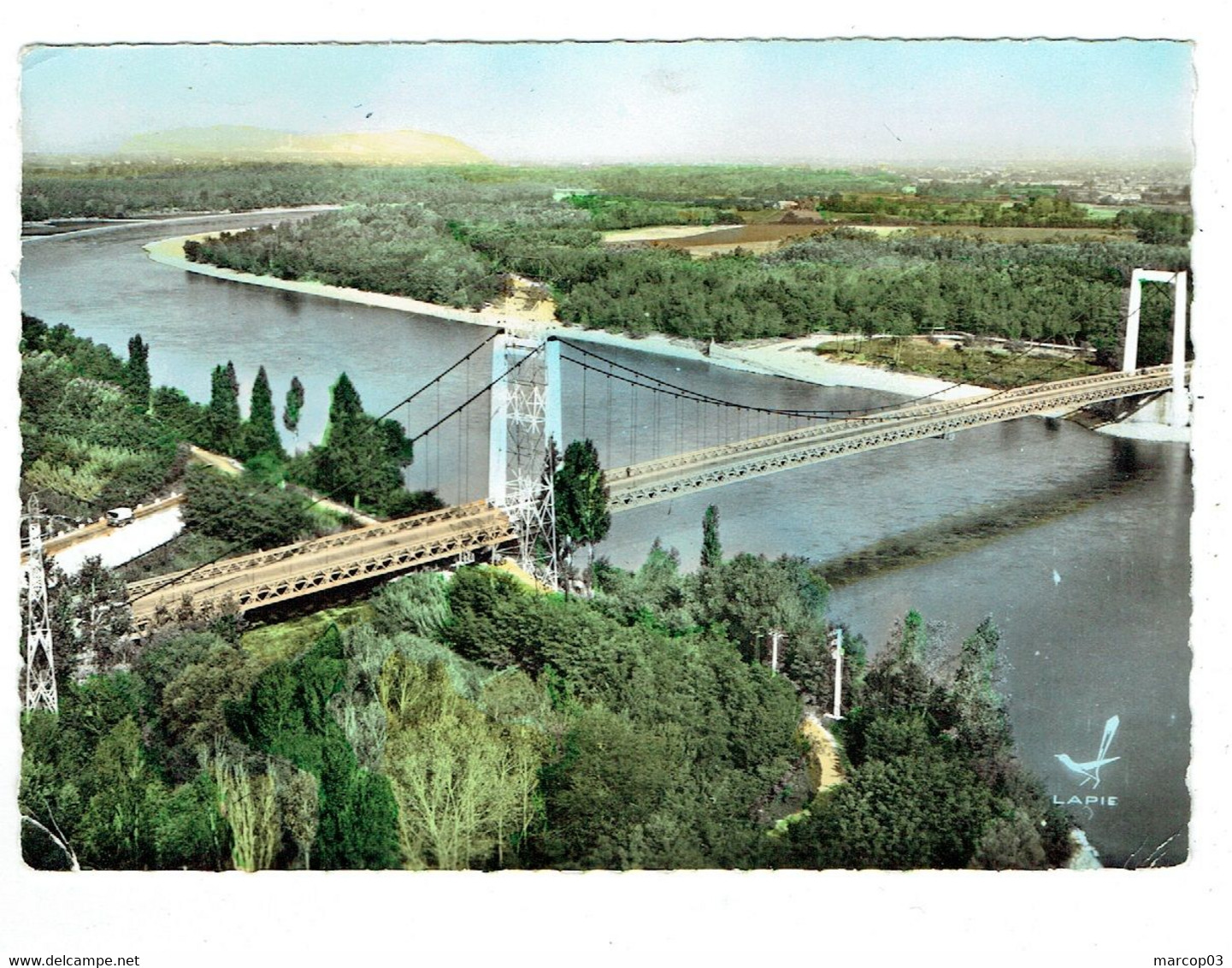 30 GARD ROQUEMAURE Le Pont Suspendu Sur Le Rhône EN AVION AU DESSUS DE... Plan Peu Courant - Roquemaure