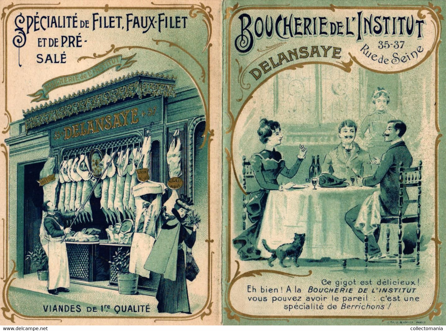 1 Calendrier 1901  Boucherie De L'Institut Delansaye Rue De Seine PARIS Spécialité De Filet,Faux-Filet Et De Pré - Salé - Small : 1901-20