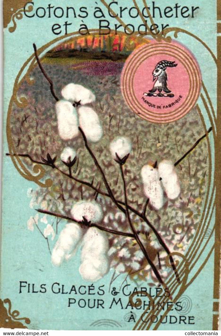 1 Calendrier 1897   BROOK's Coton à Coudre Crochet à Broder Marque JBB De Fabrique  Ceuillette De Coton - Klein Formaat: ...-1900