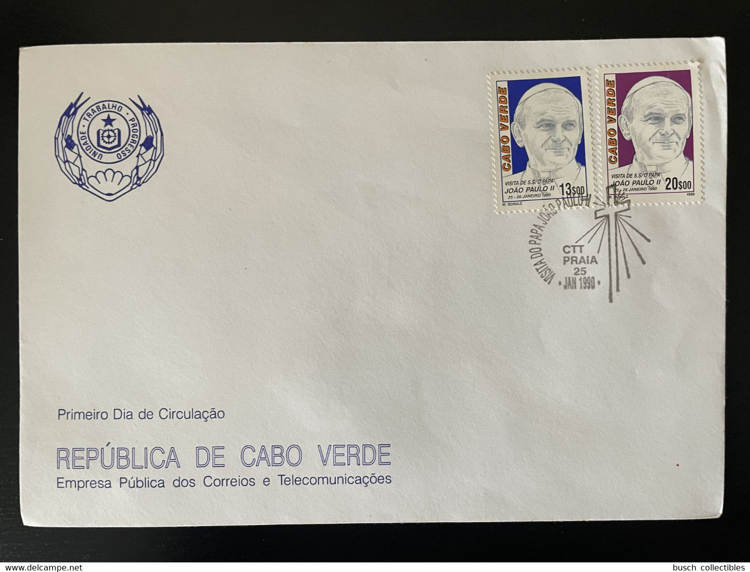 Cape Verde Cabo Verde 1990 Mi. 577 - 588 FDC Papa Joao Paulo II Pope Pape Papst Jean Johannes John Paul II - Papi