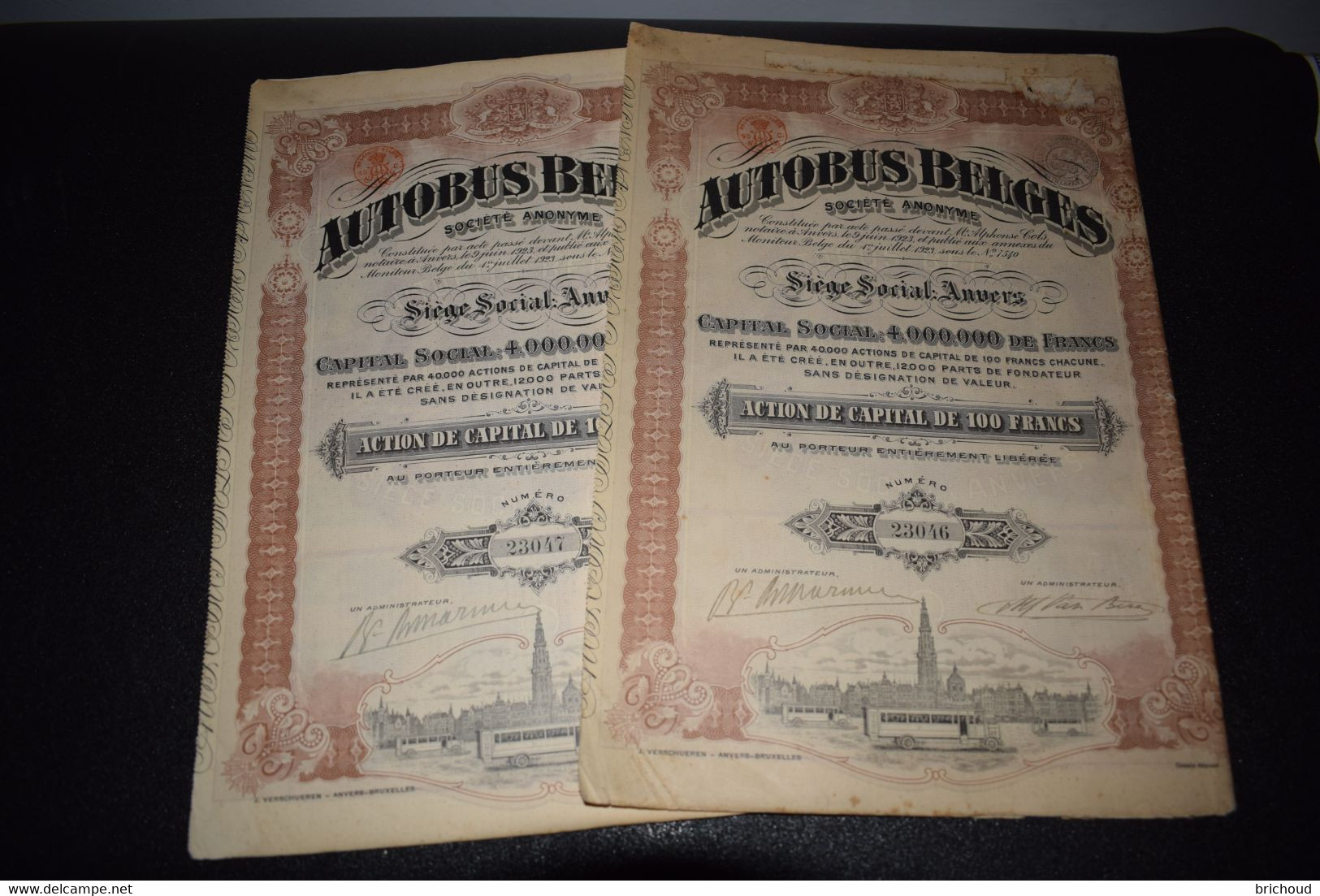 2 X Autobus Bus Belges 100 Frs 1923 Anvers - Automobile