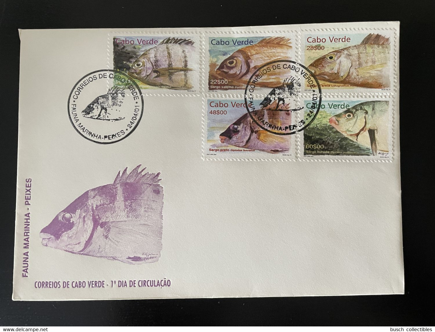 Cape Kap Verde Cabo Verde 2001 Mi. 783 - 787 FDC Peixes Poissons Fishes Fische Faune Marine Fauna - Cap Vert