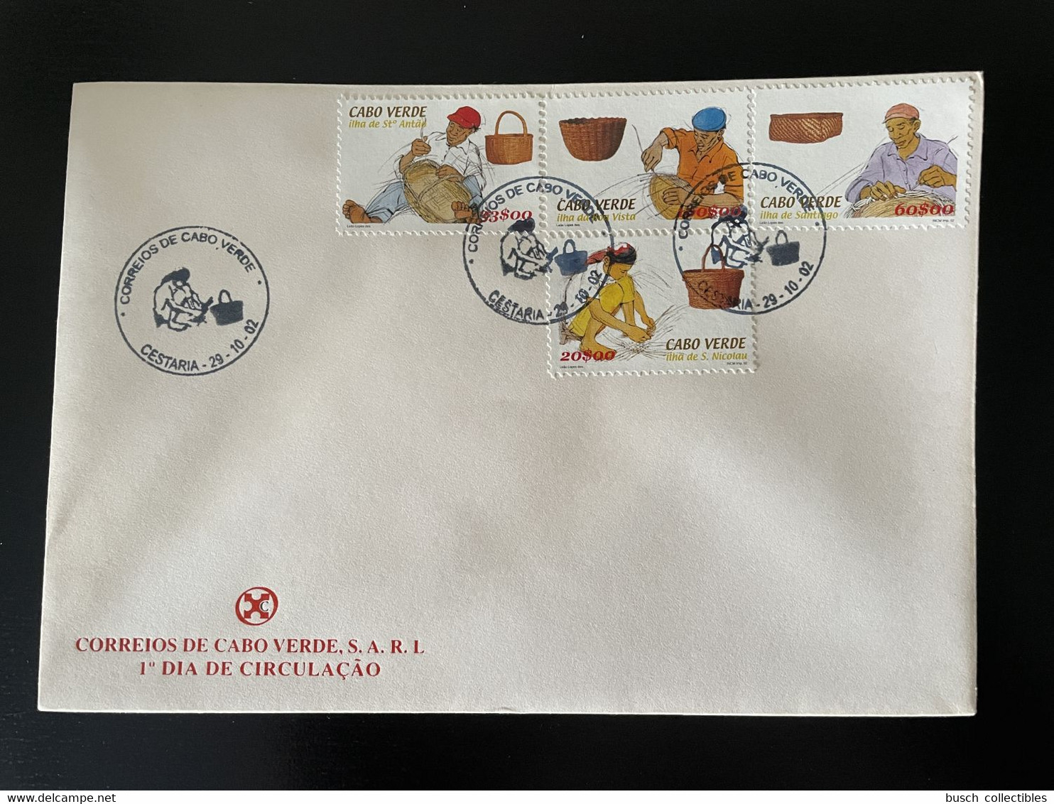 Cape Kap Verde Cabo Verde 2002 Mi. 815 - 818 FDC Cestaria Korbfechterei Artisannat Handicraft - Kap Verde