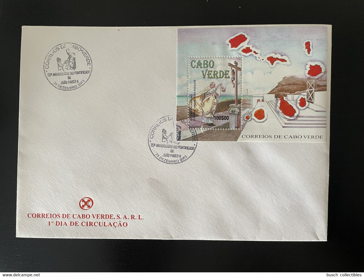 Cape Kap Verde Cabo Verde 2003 Mi. Bl. 38 FDC Papa Joao Paulo II Pope Papst Pape John Johannes Paul - Pausen